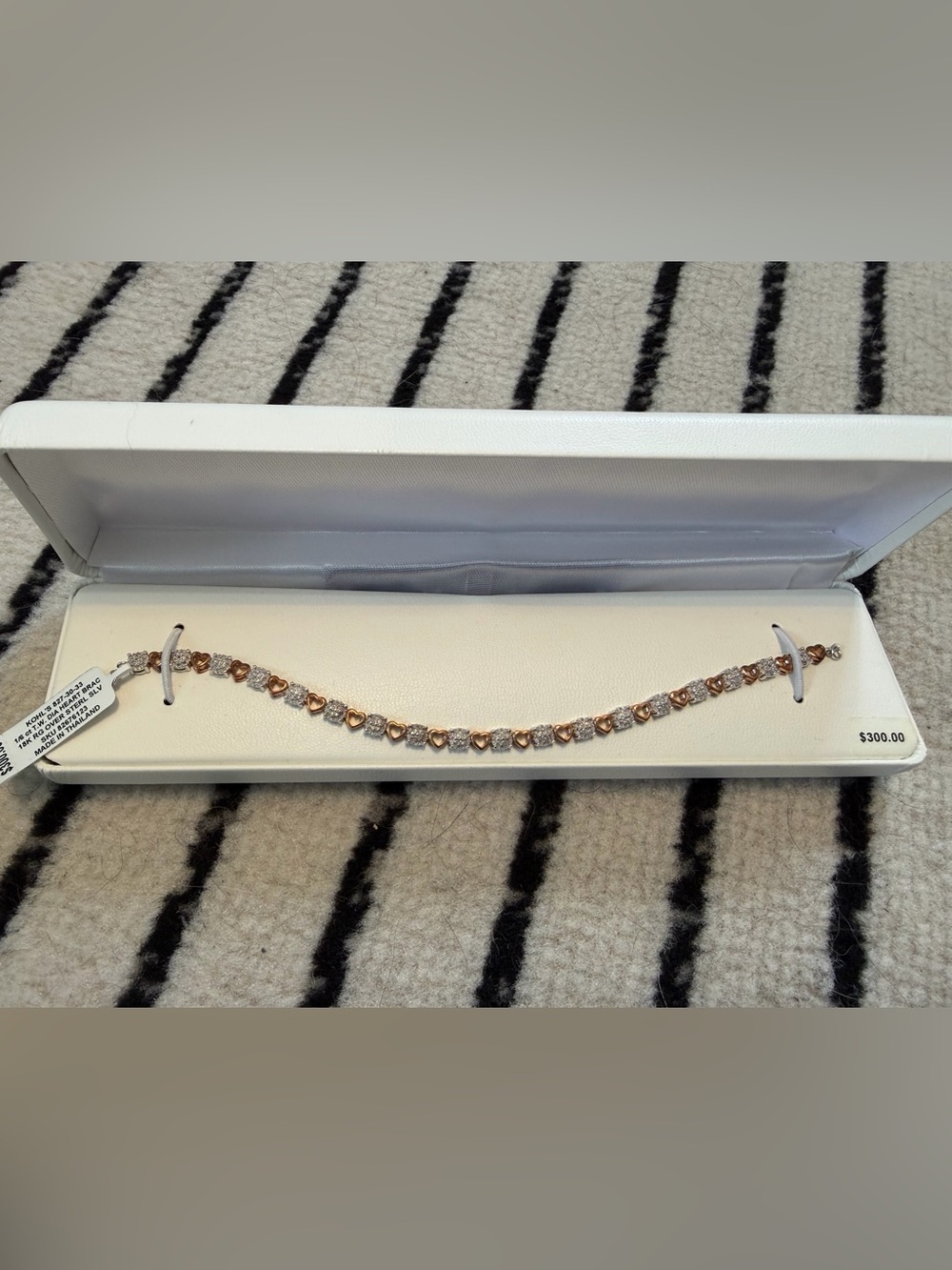 Rose Gold Heart Link Sterling Silver Bracelet